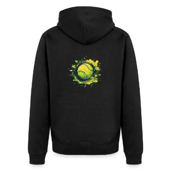 Tennis ball - Unisex Premium Organic Zip Hoodie - black - Back - Nico (187cm)