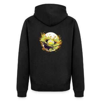 Tennis ball - Unisex Premium Organic Zip Hoodie - black - Back - Nico (187cm)