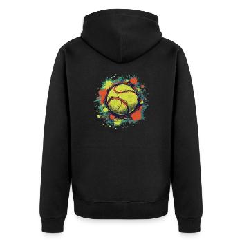 Tennis ball - Unisex Premium Organic Zip Hoodie - black - Back - Nico (187cm)