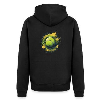 Tennis ball - Unisex Premium Organic Zip Hoodie - black - Back - Nico (187cm)