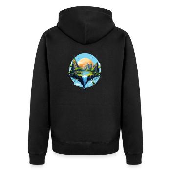 Paysage - Veste à capuche bio Premium Unisexe - noir - Dos - Nico (187cm)
