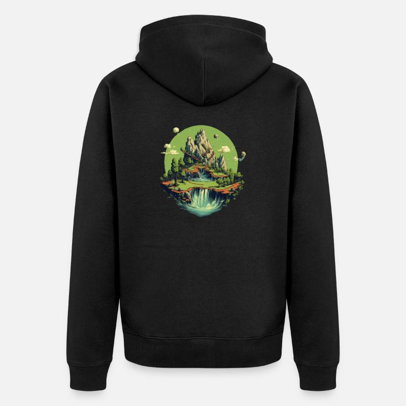 Landschaft - Unisex Premium Bio Zip Hoodie - Schwarz