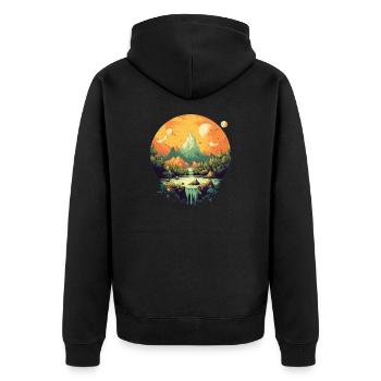 Paysage - Veste à capuche bio Premium Unisexe - noir - Dos - Nico (187cm)