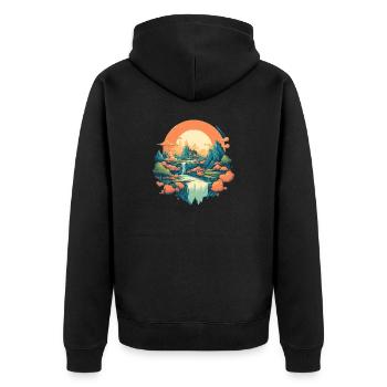 Paysage - Veste à capuche bio Premium Unisexe - noir - Dos - Nico (187cm)