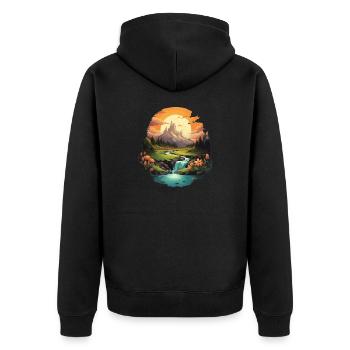 Paysage - Veste à capuche bio Premium Unisexe - noir - Dos - Nico (187cm)