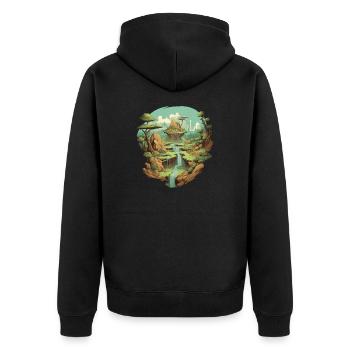 Paysage - Veste à capuche bio Premium Unisexe - noir - Dos - Nico (187cm)