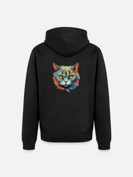 Cat - Unisex Premium Organic Zip Hoodie - black