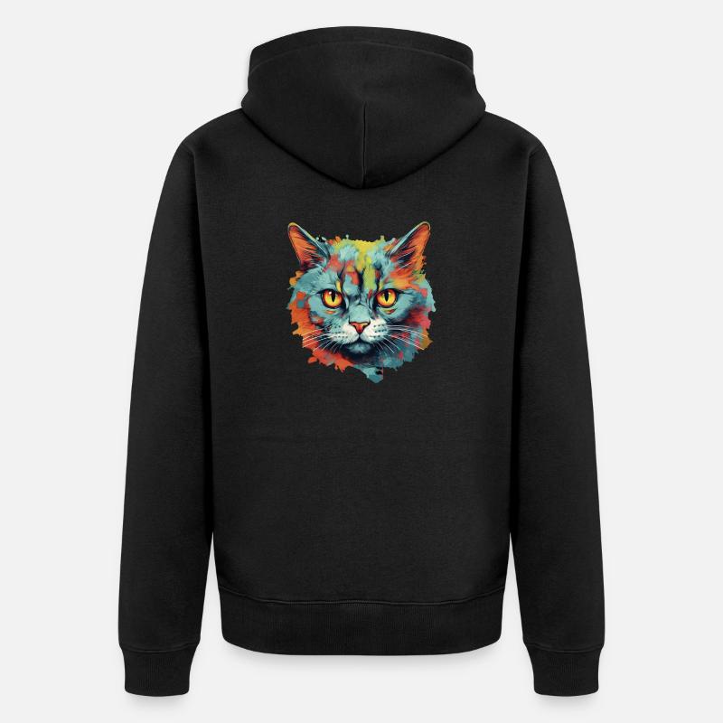 Katze - Unisex Premium Bio Zip Hoodie - Schwarz