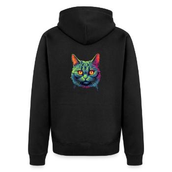 Katze - Unisex Premium Bio Zip Hoodie - Schwarz - Hinten - Nico (187cm)