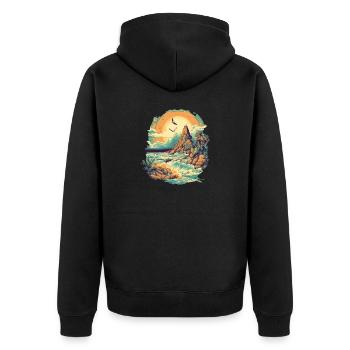 Beach - Unisex Premium Organic Zip Hoodie - black - Back - Nico (187cm)