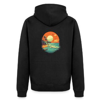 Strand - Unisex Premium Bio Zip Hoodie - Schwarz - Hinten - Nico (187cm)