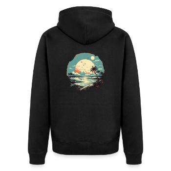 Beach - Unisex Premium Organic Zip Hoodie - black - Back - Nico (187cm)
