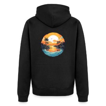Strand - Unisex Premium Bio Zip Hoodie - Schwarz - Hinten - Nico (187cm)
