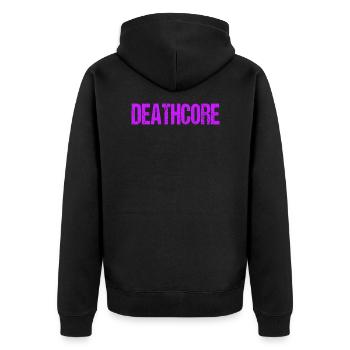 Lustiges Deathcore Pink Sarkastischer Metal - Unisex Premium Bio Zip Hoodie - Schwarz - Hinten - Nico (187cm)