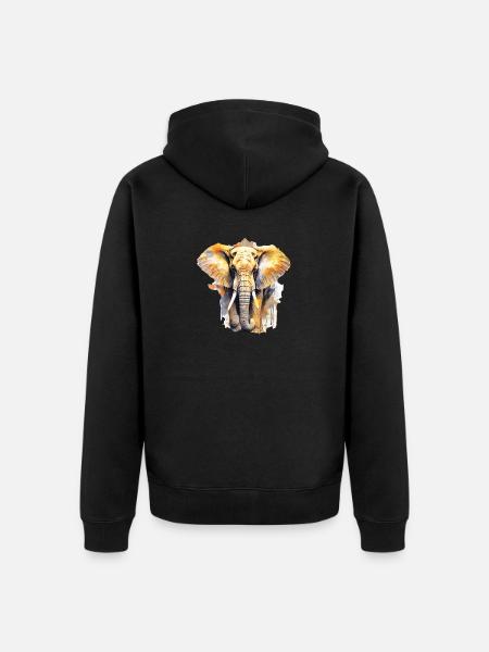 Elephant - Unisex Premium Organic Zip Hoodie - black