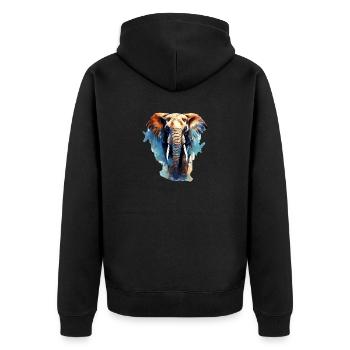 Elephant - Unisex Premium Organic Zip Hoodie - black - Back - Nico (187cm)
