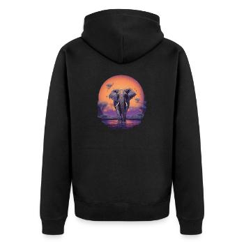 Elefant - Unisex Premium Bio Zip Hoodie - Schwarz - Hinten - Nico (187cm)