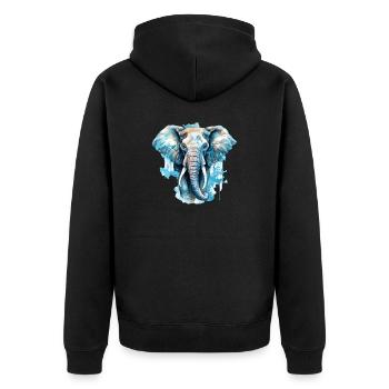Elefant - Unisex Premium Bio Zip Hoodie - Schwarz - Hinten - Nico (187cm)