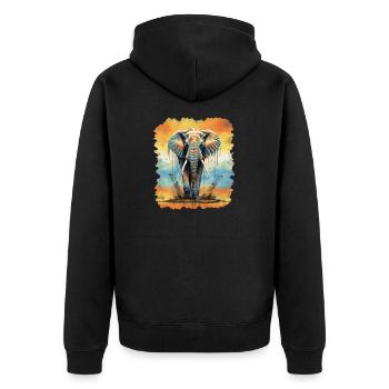 Elefant - Unisex Premium Bio Zip Hoodie - Schwarz - Hinten - Nico (187cm)