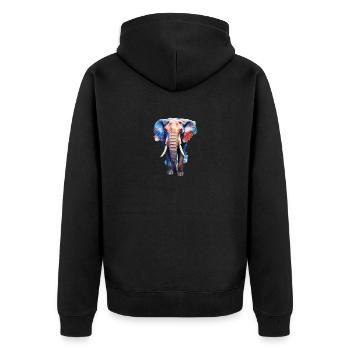 Elefant - Unisex Premium Bio Zip Hoodie - Schwarz - Hinten - Nico (187cm)