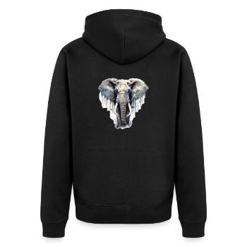 Elefant - Unisex Premium Bio Zip Hoodie - Schwarz - Hinten - Nico (187cm)