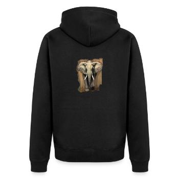 Elefant - Unisex Premium Bio Zip Hoodie - Schwarz - Hinten - Nico (187cm)