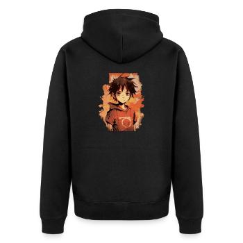 Anime Boy - Unisex Premium Bio Zip Hoodie - Schwarz - Hinten - Nico (187cm)