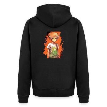Anime Boy - Unisex Premium Bio Zip Hoodie - Schwarz - Hinten - Nico (187cm)
