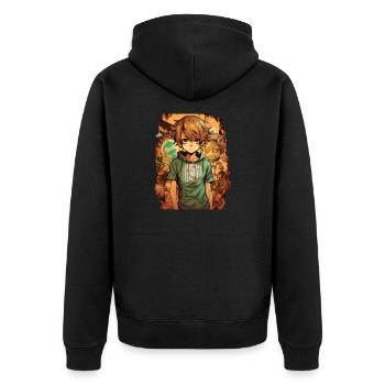 Anime Boy - Unisex Premium Bio Zip Hoodie - Schwarz - Hinten - Nico (187cm)