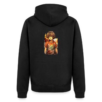 Anime Boy - Unisex Premium Bio Zip Hoodie - Schwarz - Hinten - Nico (187cm)