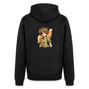 Anime Boy - Unisex Premium Bio Zip Hoodie - Schwarz - Hinten - Nico (187cm)