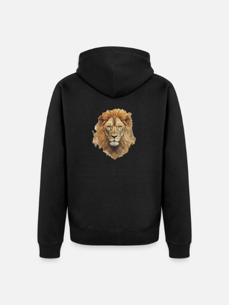 Lion - Unisex Premium Organic Zip Hoodie - black