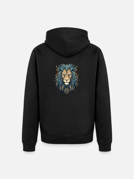 Löwe - Unisex Premium Bio Zip Hoodie - Schwarz