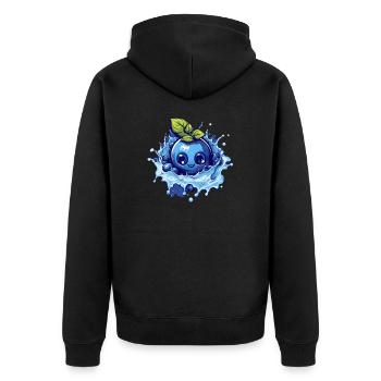 Blaubeere - Unisex Premium Bio Zip Hoodie - Schwarz - Hinten - Nico (187cm)
