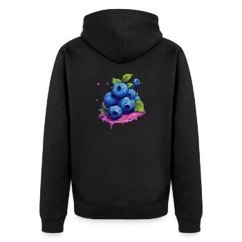 Blaubeere - Unisex Premium Bio Zip Hoodie - Schwarz - Hinten - Nico (187cm)
