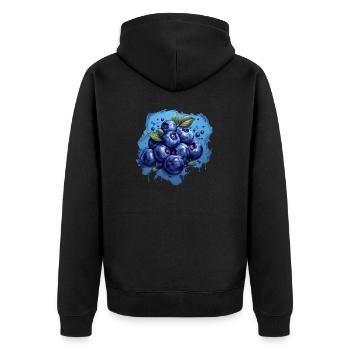 Blaubeere - Unisex Premium Bio Zip Hoodie - Schwarz - Hinten - Nico (187cm)