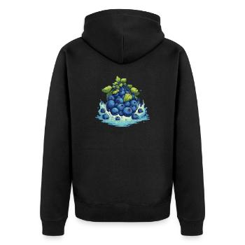Blaubeere - Unisex Premium Bio Zip Hoodie - Schwarz - Hinten - Nico (187cm)
