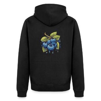 Blaubeere - Unisex Premium Bio Zip Hoodie - Schwarz - Hinten - Nico (187cm)