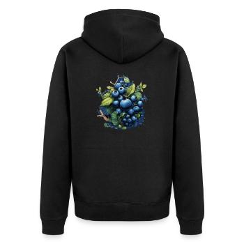 Blaubeere - Unisex Premium Bio Zip Hoodie - Schwarz - Hinten - Nico (187cm)
