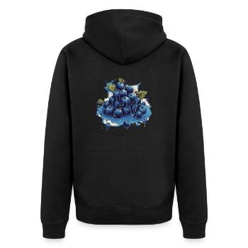 Blaubeere - Unisex Premium Bio Zip Hoodie - Schwarz - Hinten - Nico (187cm)