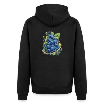 Blaubeere - Unisex Premium Bio Zip Hoodie - Schwarz - Hinten - Nico (187cm)
