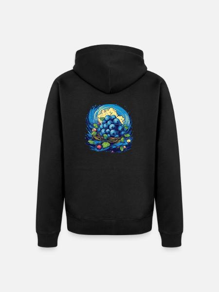Blueberry - Unisex Premium Organic Zip Hoodie - black