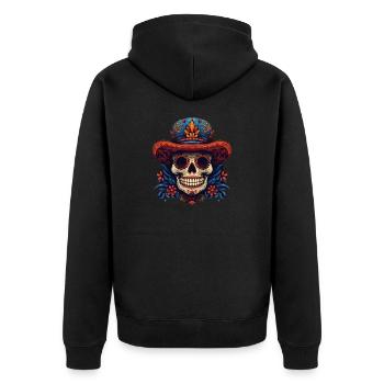 Cinco de Mayo Skull - Unisex Premium Bio Zip Hoodie - Schwarz - Hinten - Nico (187cm)