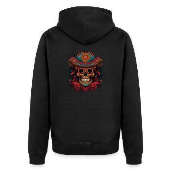 Cinco de Mayo Skull - Unisex Premium Bio Zip Hoodie - Schwarz - Hinten - Nico (187cm)