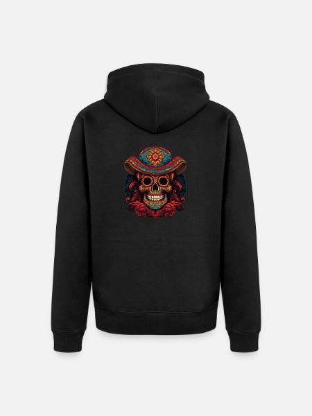 Cinco de Mayo Skull - Unisex Premium Organic Zip Hoodie - black