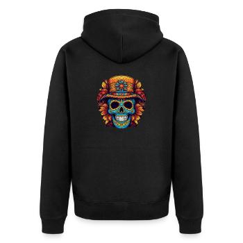 Cinco de Mayo Skull - Unisex Premium Bio Zip Hoodie - Schwarz - Hinten - Nico (187cm)