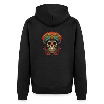 Cinco de Mayo Skull - Unisex Premium Bio Zip Hoodie - Schwarz - Hinten - Nico (187cm)