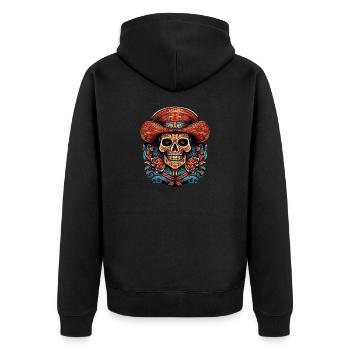 Cinco de Mayo Skull - Unisex Premium Bio Zip Hoodie - Schwarz - Hinten - Nico (187cm)