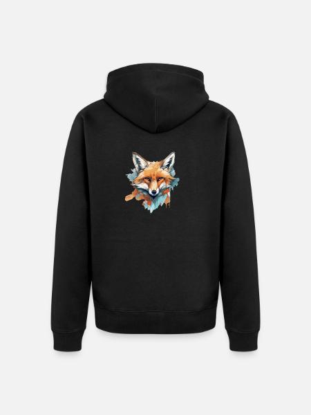 Fox - Unisex Premium Organic Zip Hoodie - black