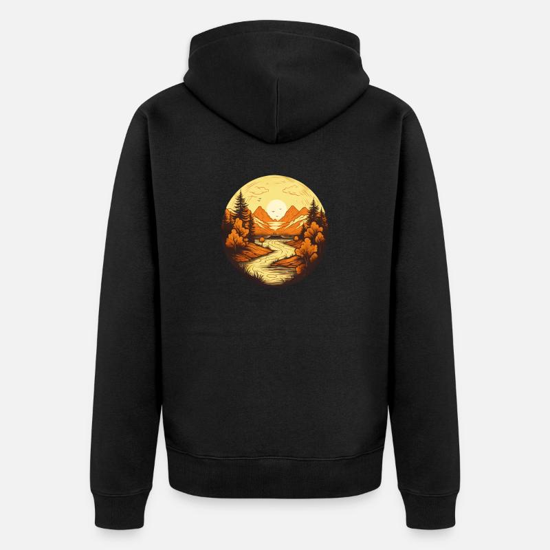 Herbstliche Landschaft - Unisex Premium Bio Zip Hoodie - Schwarz